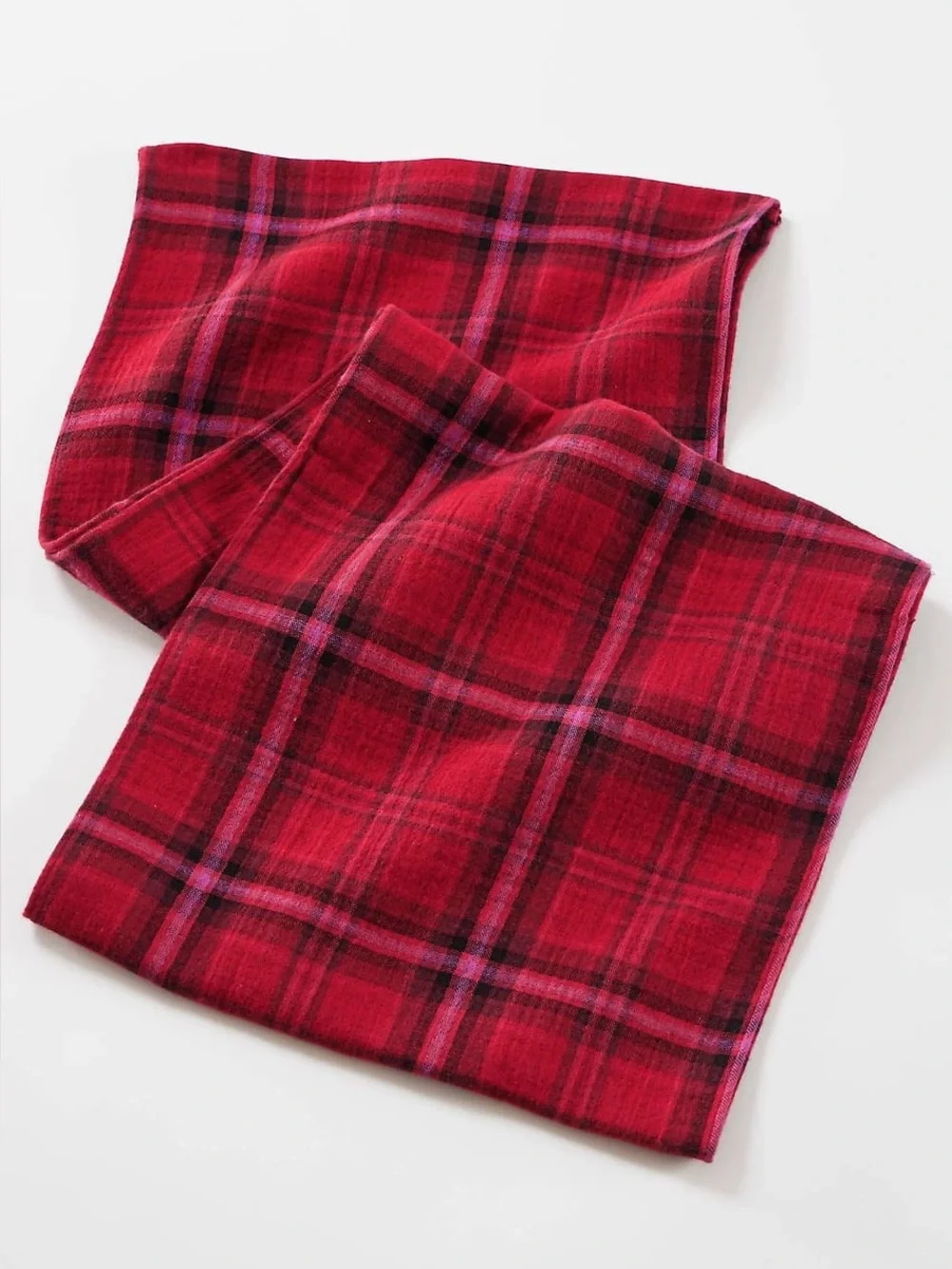 J JILL NWT Double-Face Infinity Scarf Houndstooth Plaid Scarlet Red Black